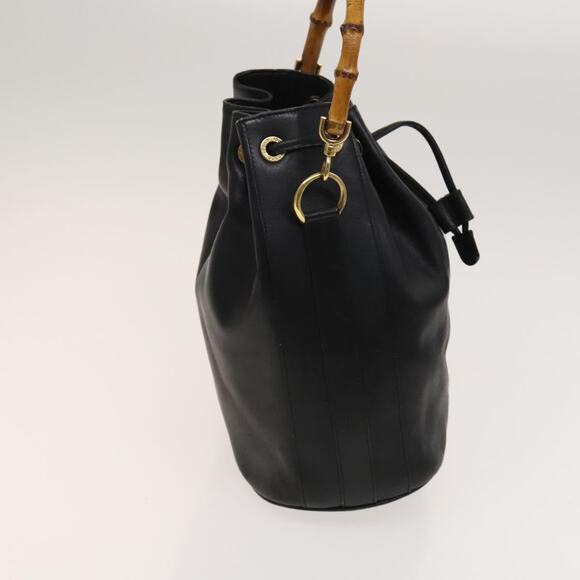 GUCCI Bamboo Hand Bag Leather Black Gold 001 2855 1657 0 - Picture 5 of 16